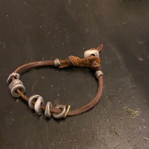 Jes Maharry for Sundance Pewter and Leather Bracelet